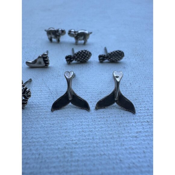 Lot of 5 Pairs Sterling Silver Earrings - Vintage Sterling Silver Stud Earrings - Picture 8 of 9